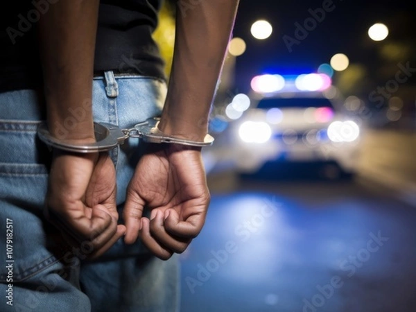 Obraz Close-up of a Detained Man's Hands, Symbol of Legal Capture