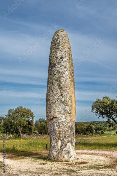 Obraz The Standing Stone, Menhir of Meada at Castelo de Vide, Portugal. The largest of the Iberian Peninsula.
