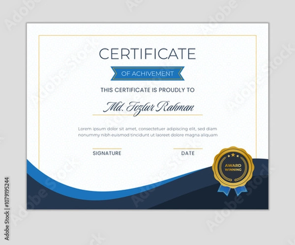 Obraz certificate design template. certificate vactor template. vactor. 