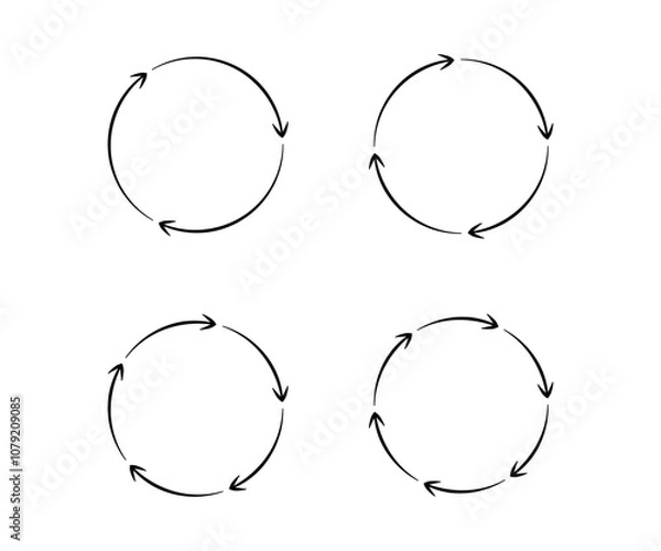 Obraz Ręcznie rysowane koło ze strzałkami. Diagram kołowy. Ilustracja wektorowa.