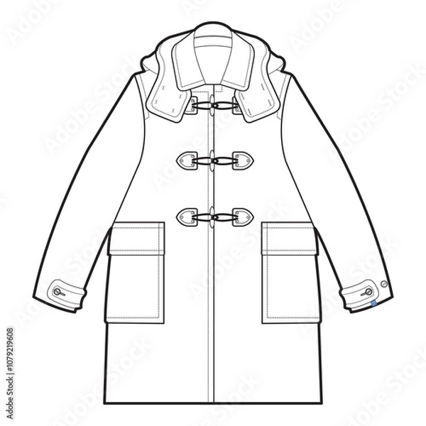 Obraz Toggle Coat with Patch Pockets and Hood Fashion Template

