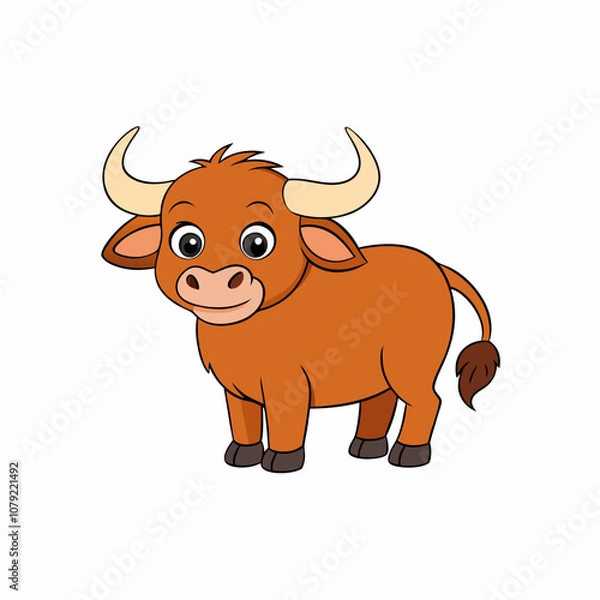 Fototapeta Out line vector cute African Buffalo for kid on white background