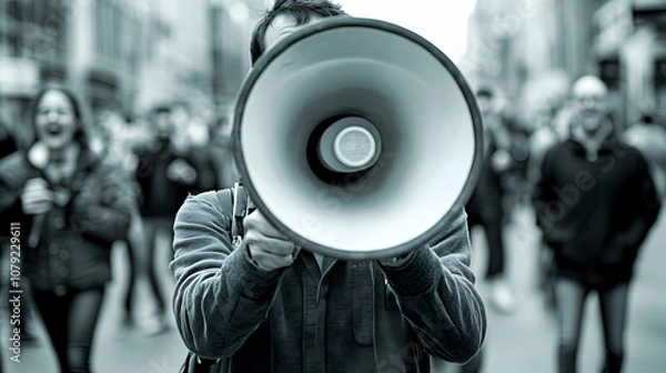 Fototapeta Promote your business with a megaphone, making some noise to spread the word and attract attention. 4k image