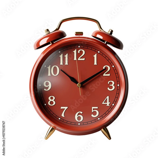 Fototapeta Red Alarm Clock Isolated On Transparent Background	