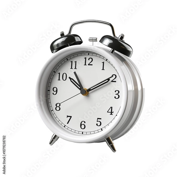 Fototapeta White Alarm Clock Isolated On Transparent Background	