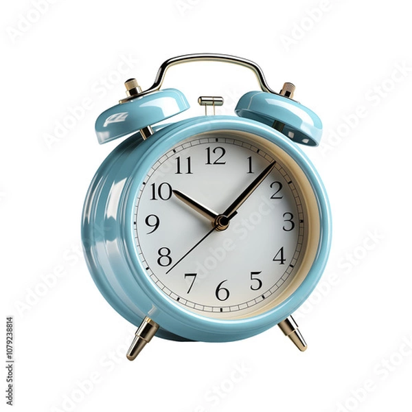 Fototapeta Blue Alarm Clock Isolated On Transparent Background	