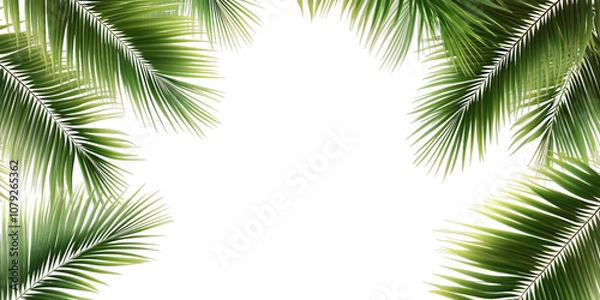 Obraz tropical frame leaves Isolated on transparent background, png.
