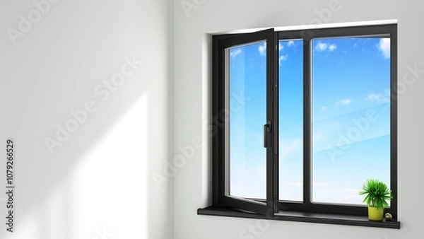 Obraz Black plastic window in the new room