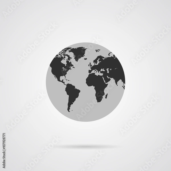 Obraz Gray Globe Icon with Dark Gray Continents