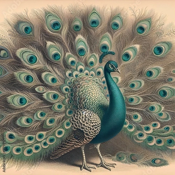 Fototapeta peacock with feathers