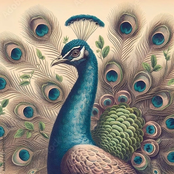 Fototapeta peacock with feathers