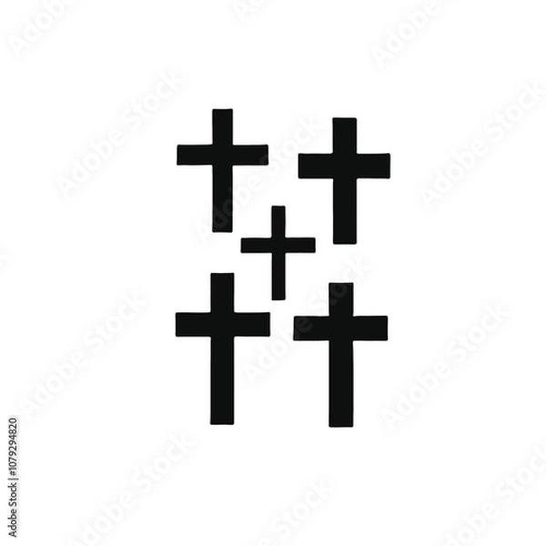 Fototapeta Four black Christian crosses of varying sizes and designs