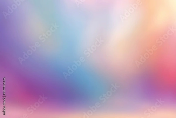 Fototapeta Soft pastel gradient background with gentle transitions of pink, blue, peach tones, ethereal and calming atmosphere. Modern, minimalistic and serene aesthetic. For backdrop, social media, presentation