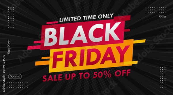 Fototapeta Black Friday Sale Poster. Perfect Sale Backgrounds for Your Designs. For banner, poster, background, template, social media post design, etc.