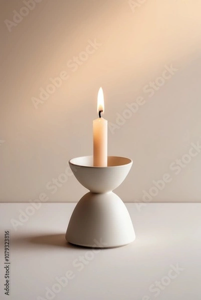 Fototapeta Serene Tapered Candle Design with Soft Creamy Hues and Tranquil Ambiance