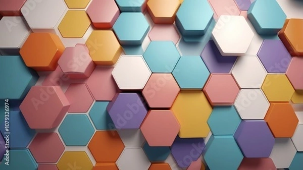 Fototapeta rainbow colors hexagons modern background 3d