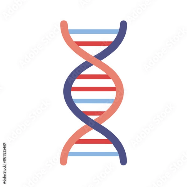 Fototapeta A colorful vector icon of a DNA helix showcasing the structure of genetic material, representing biological research and genetics in a modern scientific context