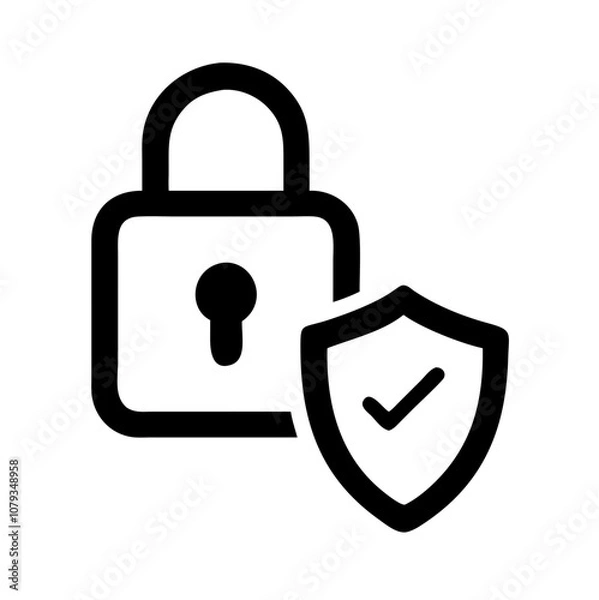Obraz A vector icon featuring a lock shield symbolizing security and protection, embodying the concept of safeguarding digital information and confidentiality in modern technology