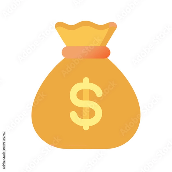 Obraz A simple vector icon representing a money bag in a minimalist style, illustrating wealth and currency