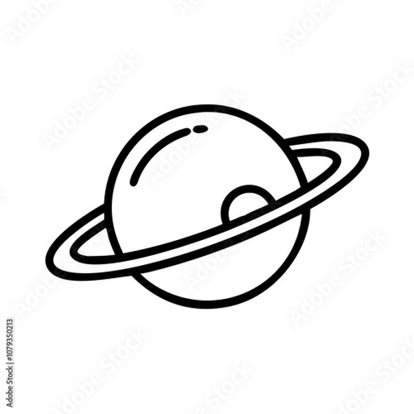 Fototapeta A minimalist vector icon depicting a planet with a prominent ring, representing the beauty and mystery of celestial bodies in a simple and clear design