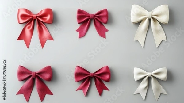 Fototapeta Collection of string bows mock up design for packaging and holiday decorations cut out for versatility