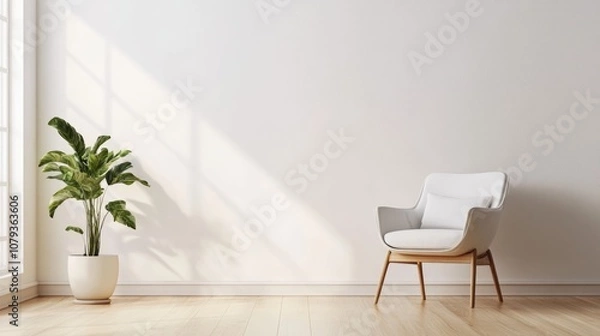 Fototapeta Stylish minimalist home interiors featuring a contemporary design and elegant decor Image showcases home decoration with ample copyspace