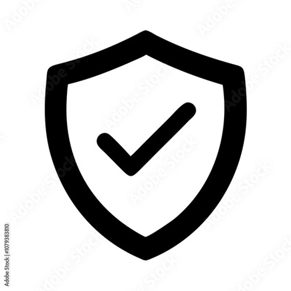 Obraz This is a vector icon featuring a shield with a check mark, symbolizing security, protection, and validation that can be utilized in various digital contexts for safety assurance