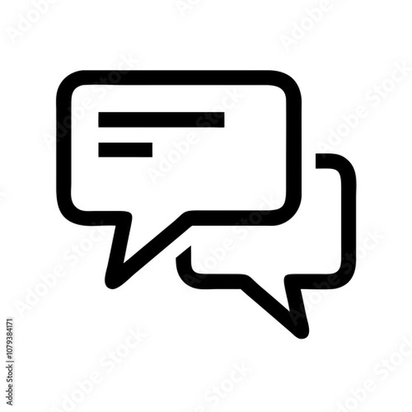 Obraz A simple vector icon design featuring overlapping speech bubbles representing communication, dialogue, and interaction in a modern digital context