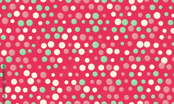Fototapeta Polka dot vector with a repeating round spot pattern. Perfect for seamless textile prints, trendy wallpapers, and abstract geometric poster backgrounds.