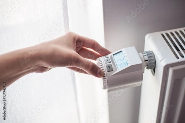 Obraz Woman's hand adjusting temperature