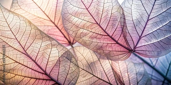 Obraz Delicate Leaf Veins in Pink Hues, Botanical, Nature