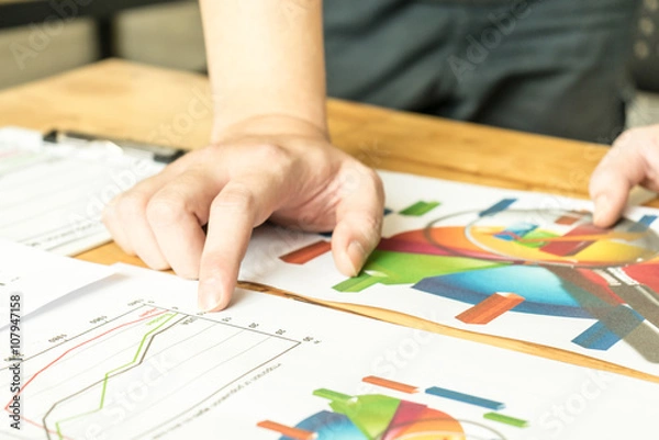 Fototapeta man working in office use document for plan about  Business