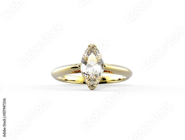 Obraz Wedding ring wiith diamond. 3D illustration
