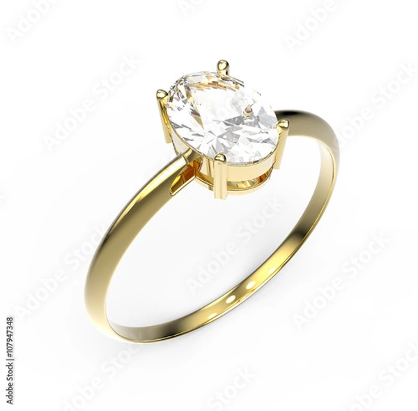 Obraz Wedding ring wiith diamond. 3D illustration