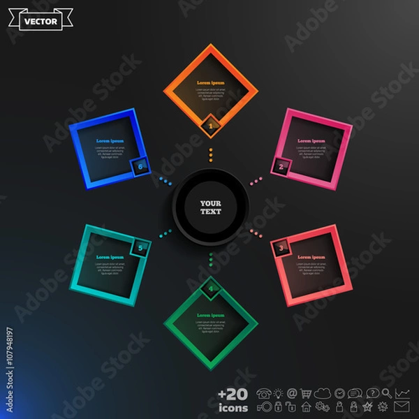 Fototapeta Vector infographics design with colorful rhombs.
