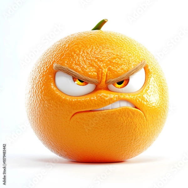 Obraz 3D illustration of an orange with an angry face on it