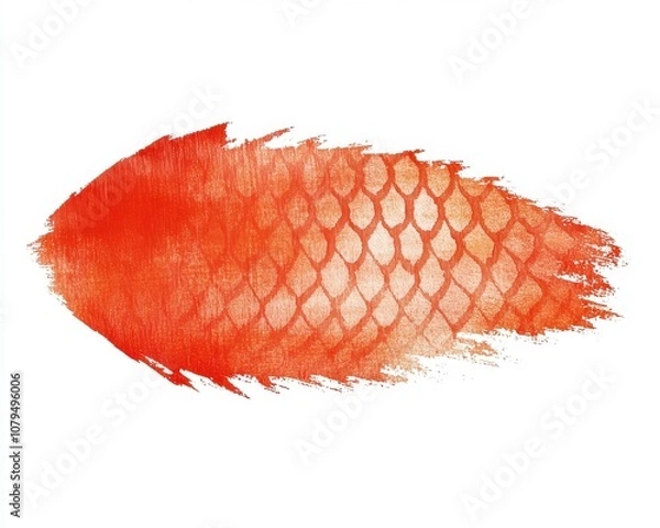 Fototapeta Vibrant orange fish scale pattern on a white isolated background.