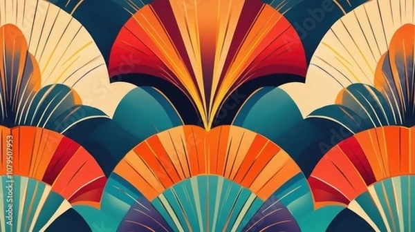 Fototapeta Seamless geometric modern art deco pattern in vibrant colors ideal for textile design and wallpaper decor