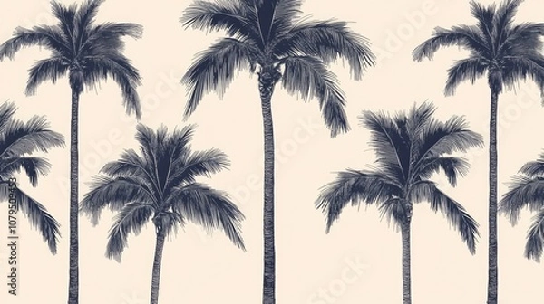 Fototapeta Stylish palm trees seamless pattern featuring decorative date palms ideal for fashion design textiles wallpaper and wrapping options