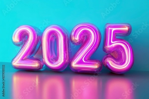 Fototapeta text "2025" , effect , photoshop mockup, ai