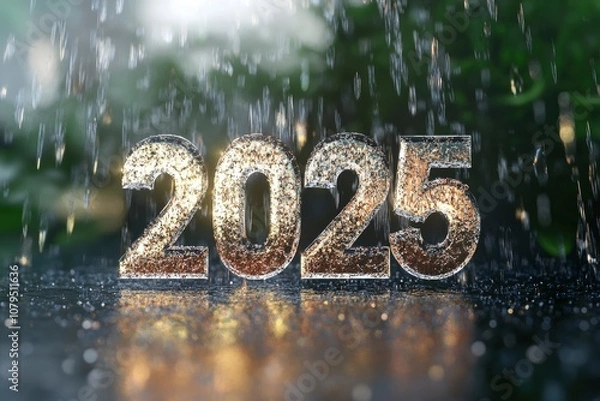 Fototapeta 3d rendering text "2025" , effect , ai