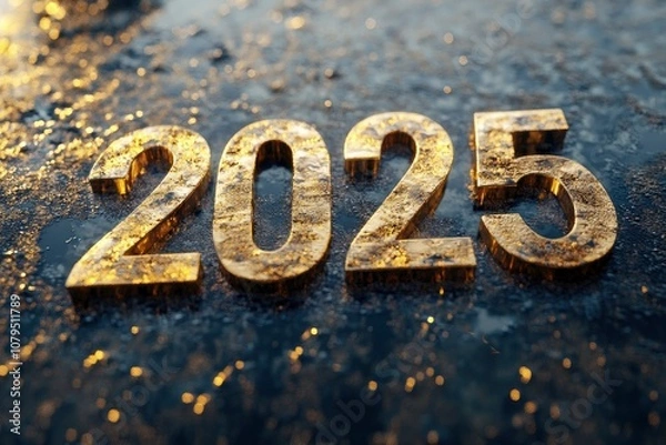 Fototapeta 3d rendering text "2025" , effect , ai