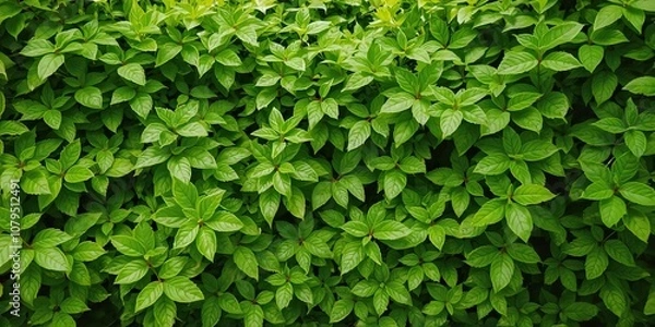 Fototapeta Lush green leaves in a natural environment, creating a serene and peaceful backdrop for designs, eco-friendly, backdrop