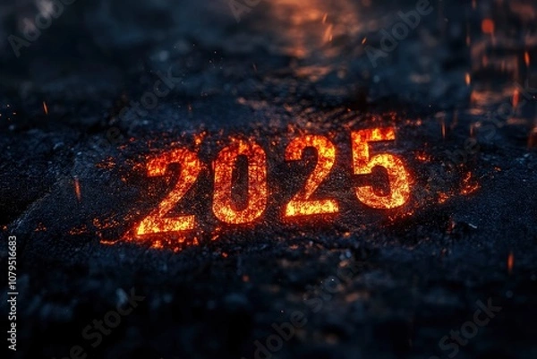 Fototapeta text "2025" , effect , photoshop mockup , ai