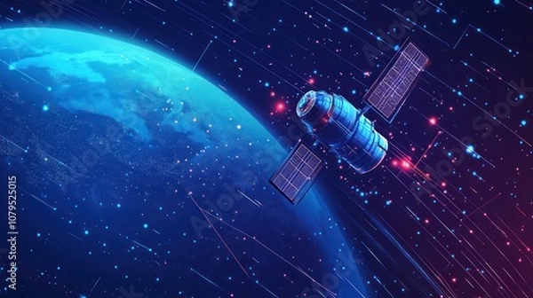 Fototapeta Satellite Orbiting Earth