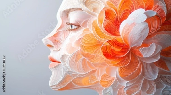 Fototapeta Spectral Peony: A Surreal Paper Quilling Fantasy
