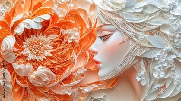 Fototapeta Spectral Peony: A Surreal Paper Quilling Fantasy