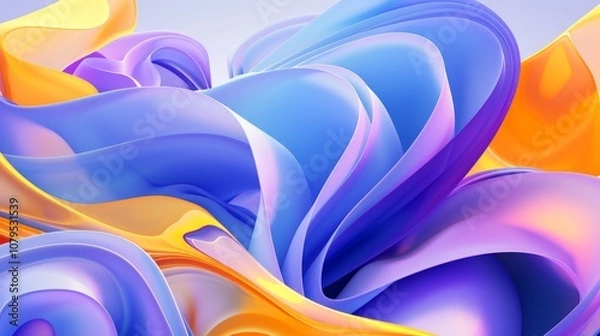 Fototapeta Wallpaper Abstract wallpaper with blue and yellow waves flowing in a mesmerizing dance of colors