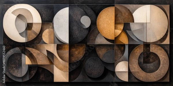 Fototapeta Abstract geometric art piece modern gallery oil painting on canvas minimalist environment artistic perspective translucent geometry concept