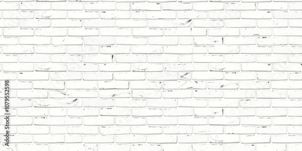 Fototapeta Traditional white brick wall background seamless pattern with textured mortar joints, home decor, texture